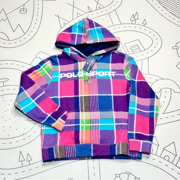 Polo Sport Madras-Print Fleece Hoodie - Picture 2 of 5